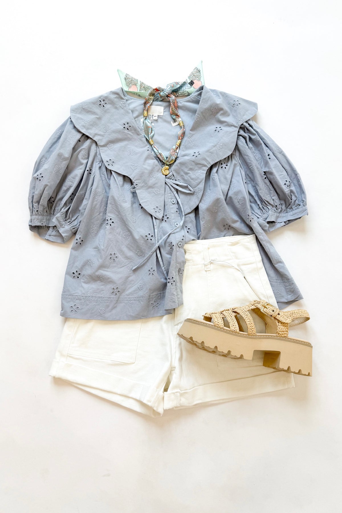Scallop Collar Blouse Blue