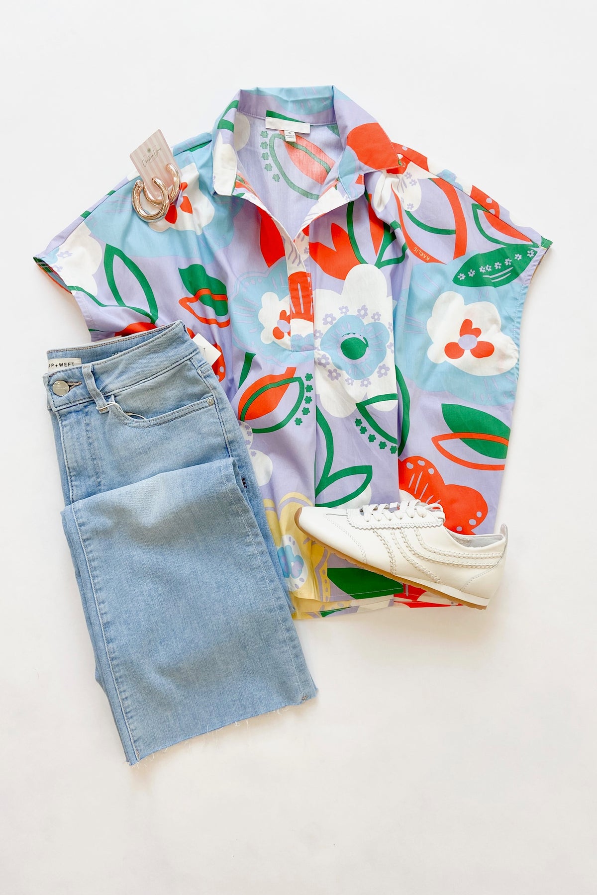 Artist Floral Collared Pullover