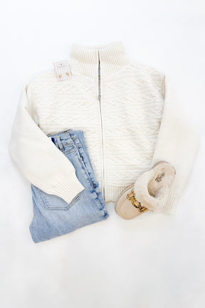 Cable Knit Puffer Jacket