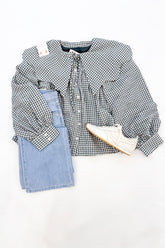 Green Gingham Collar Blouse