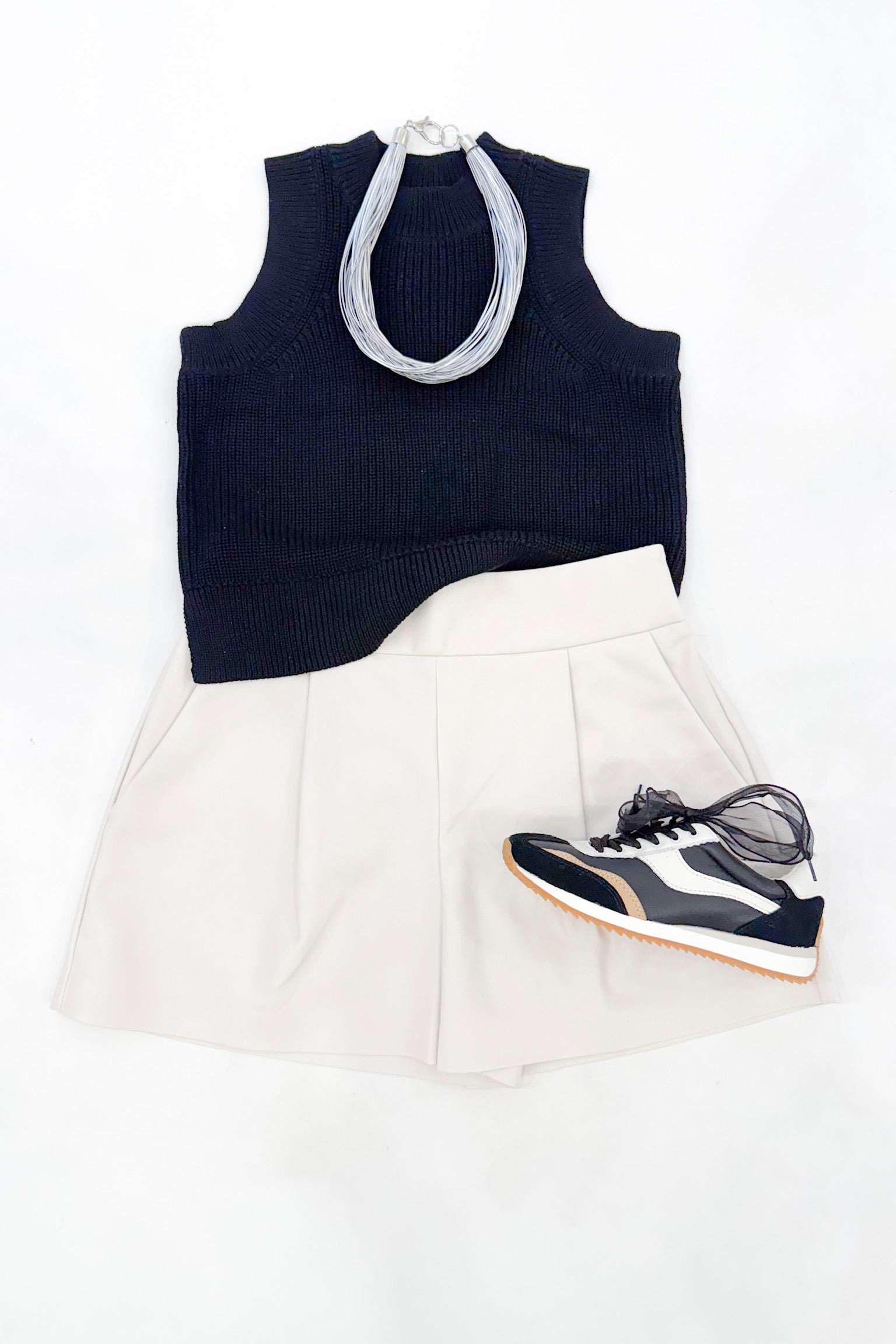 Demi High Neck Sweater Tank Black