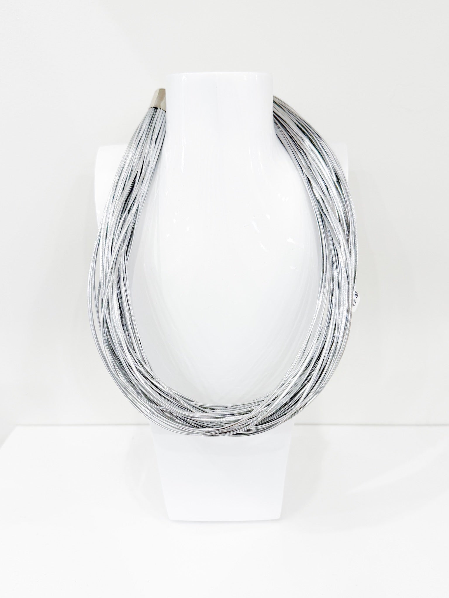 Leatherette Necklace Silver