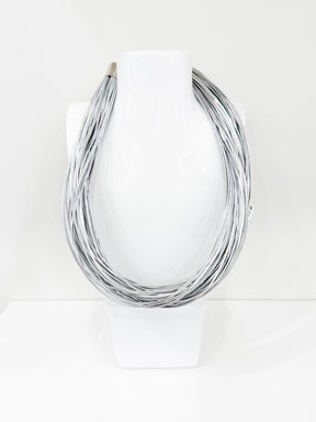 Leatherette Necklace Silver