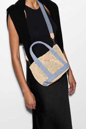 Mini Crochet Tote Light Denim