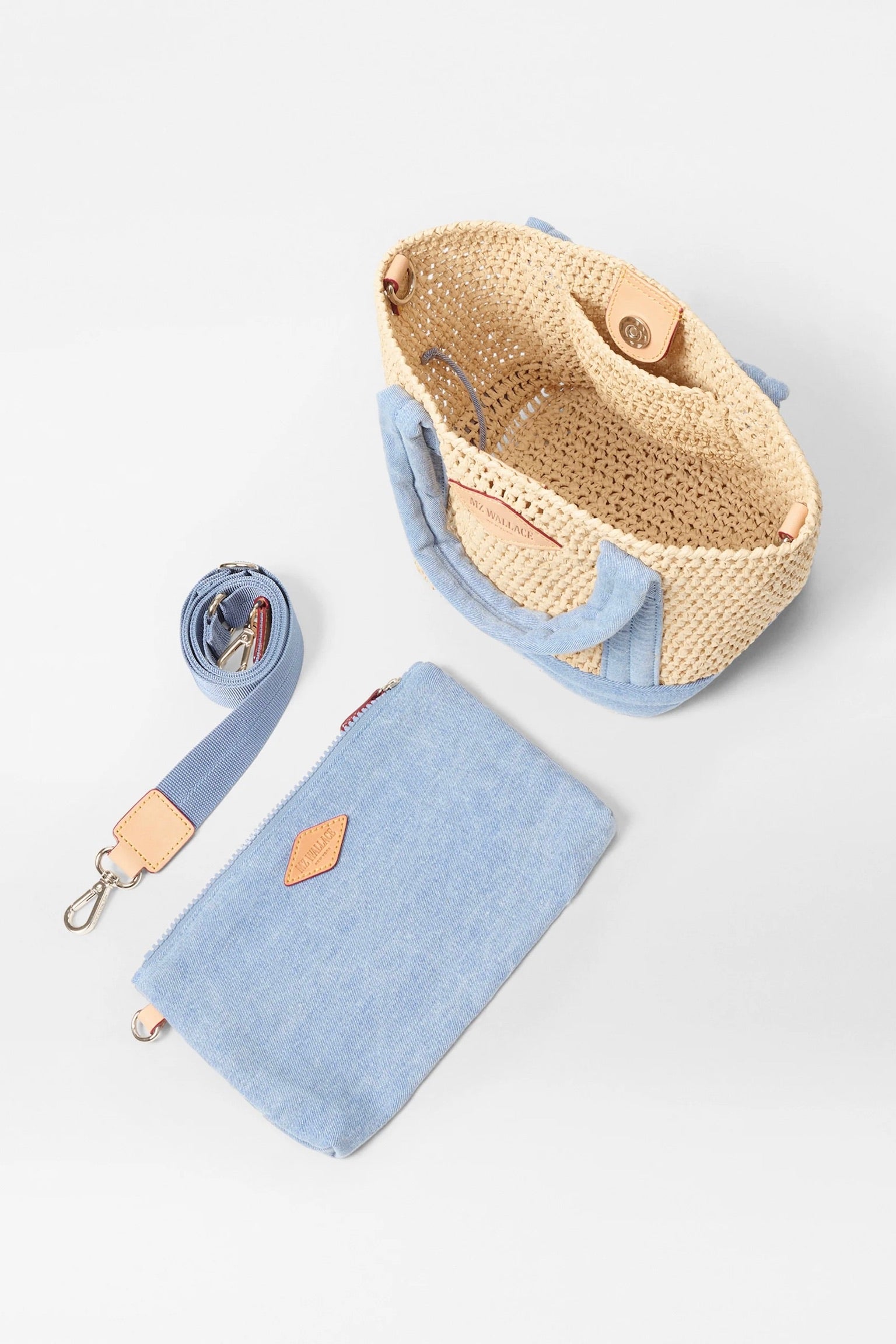 Mini Crochet Tote Light Denim
