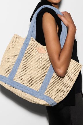 Medium Crochet Tote Light Denim