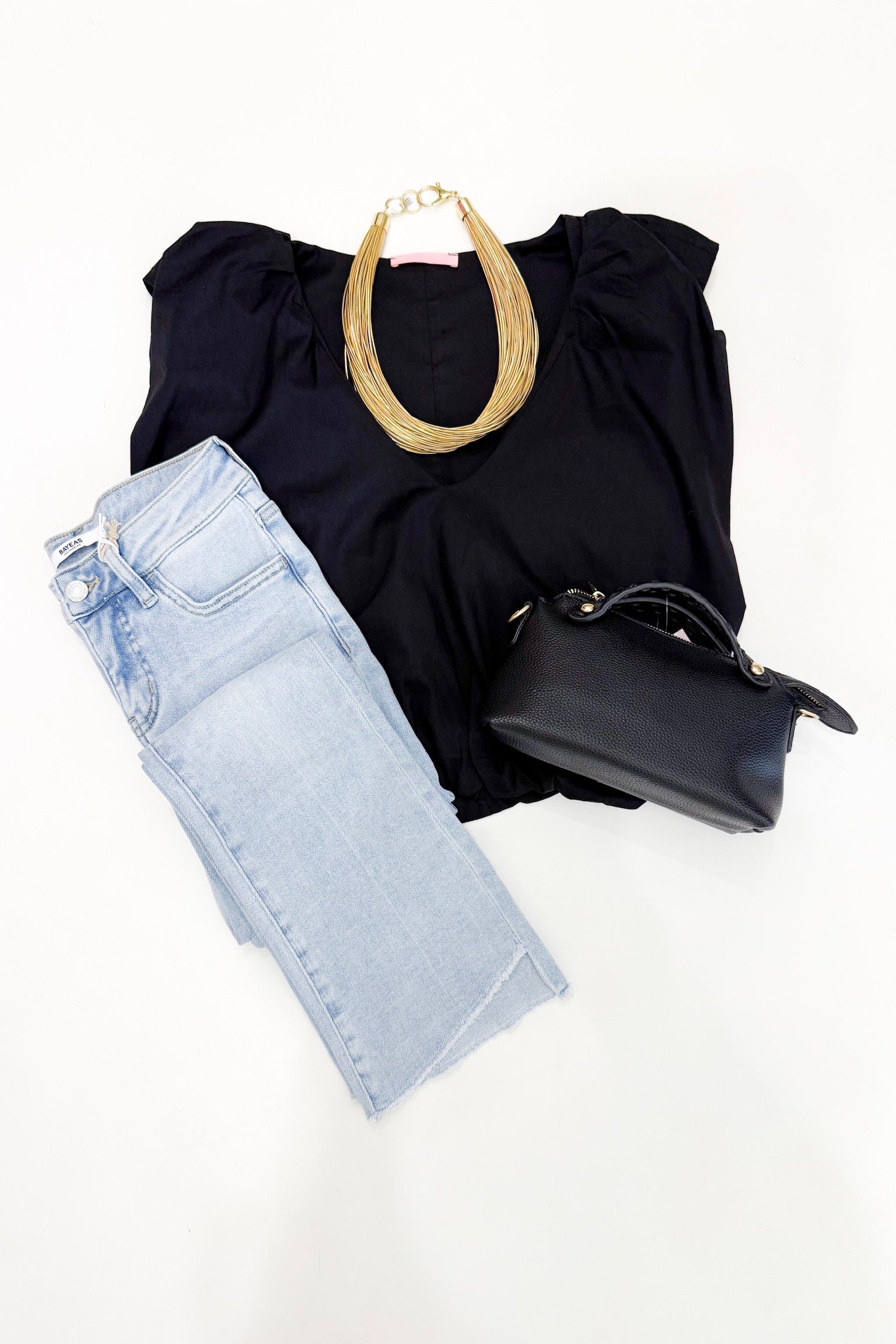 Poplin Bubble Top Black