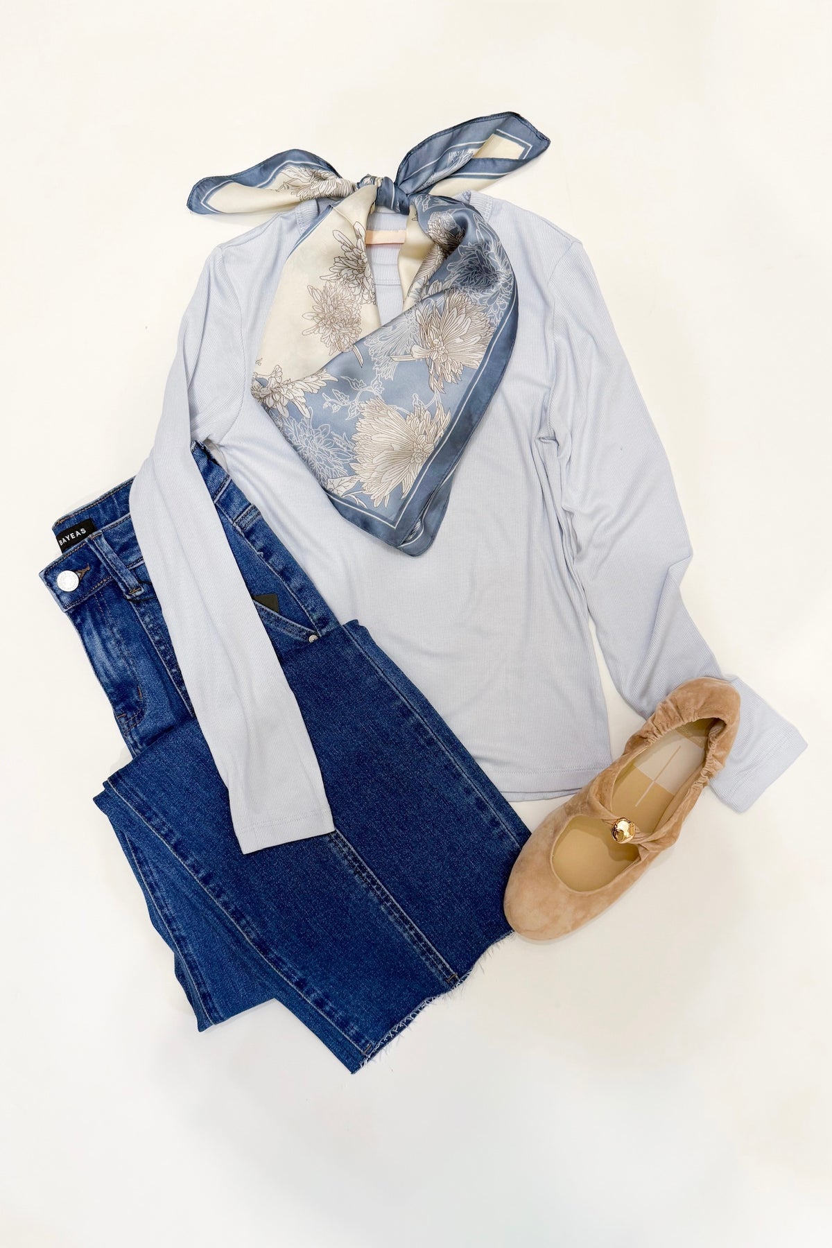 Long Sleeve Rib Top Sky