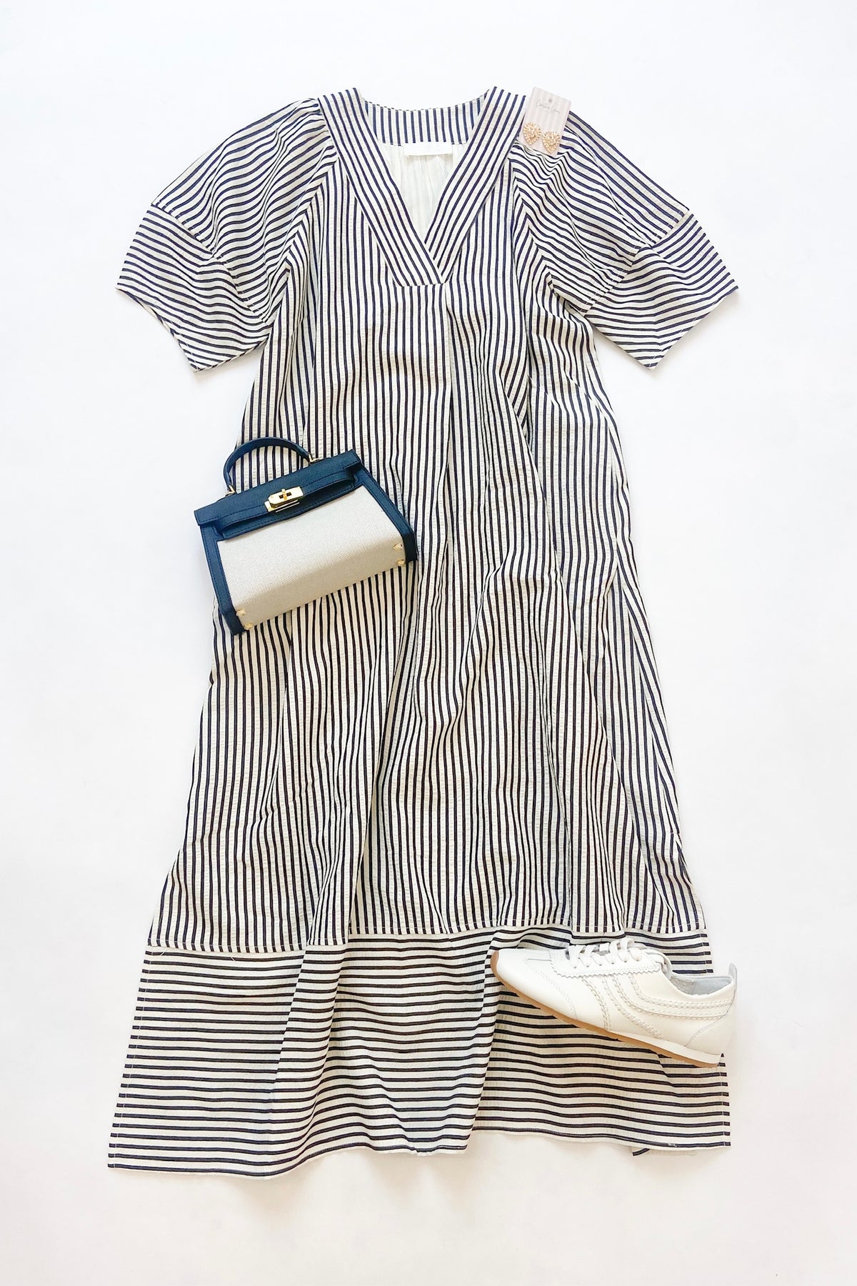 Emily Midi Dress Black Stripe