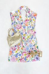 Multi Floral Denim Shift Dress