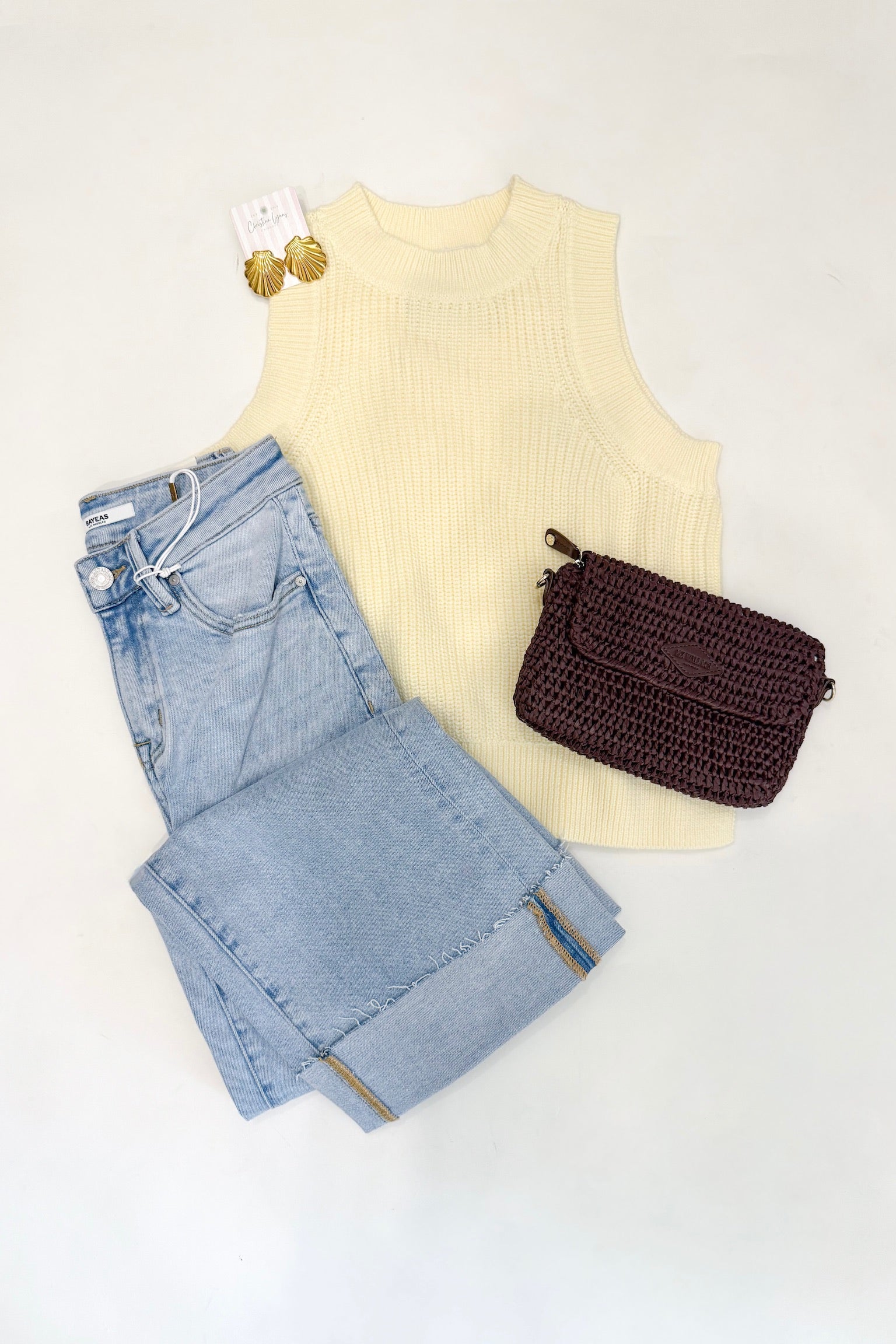 Demi High Neck Crew Tank Lemon Icing
