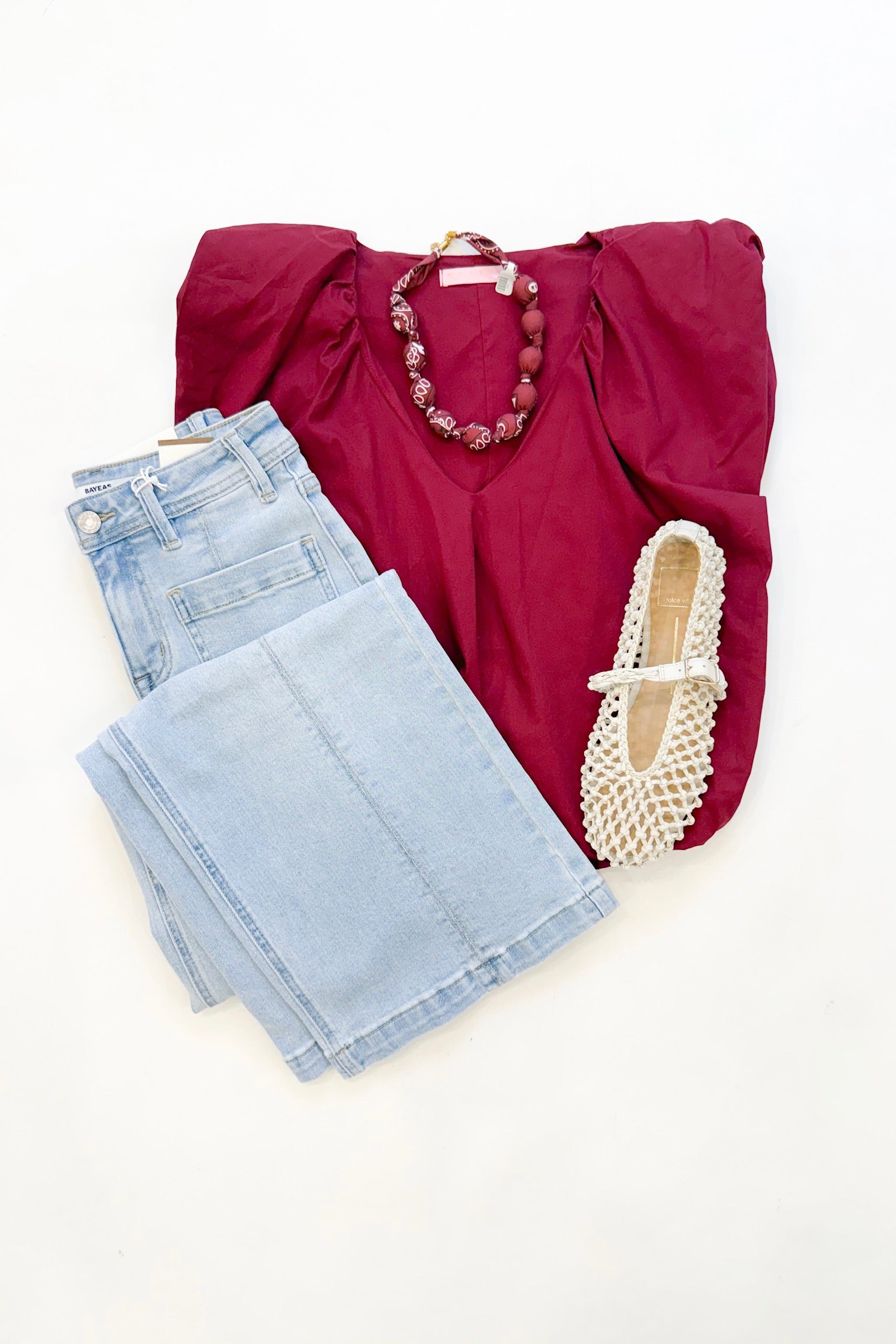 Poplin Bubble Top Burgundy
