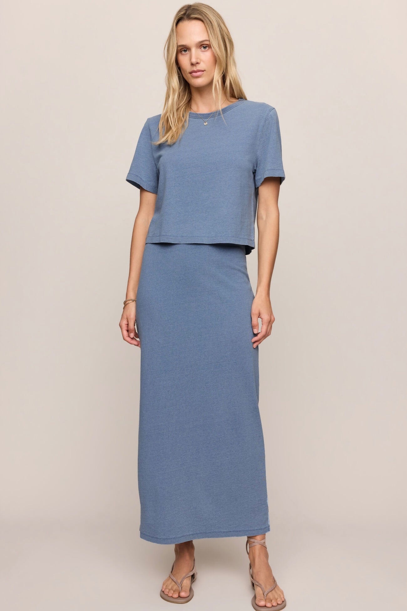 Gail Jersey Midi Skirt Santorini Indigo