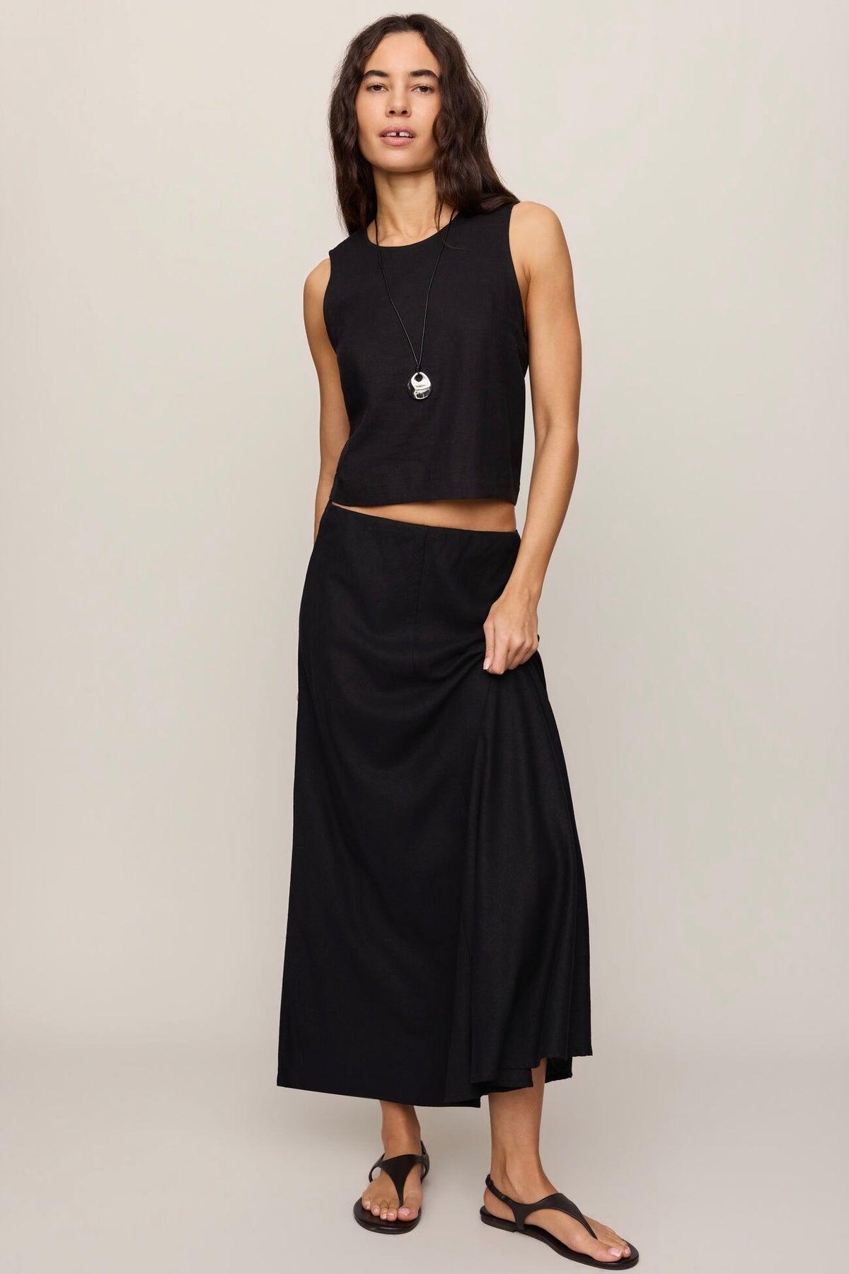 Meryl Linen Skirt Black