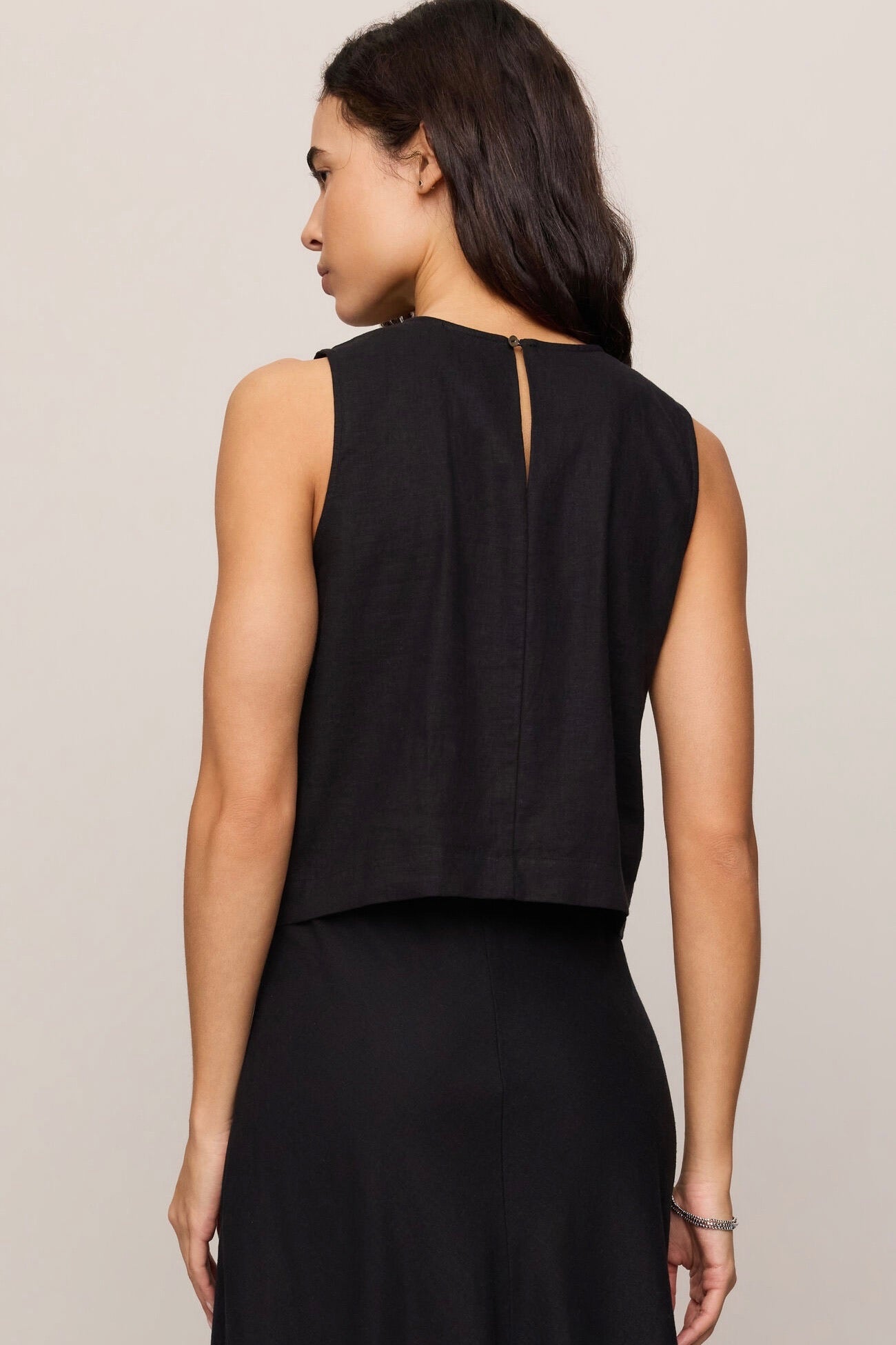 Sloane Linen Top Black