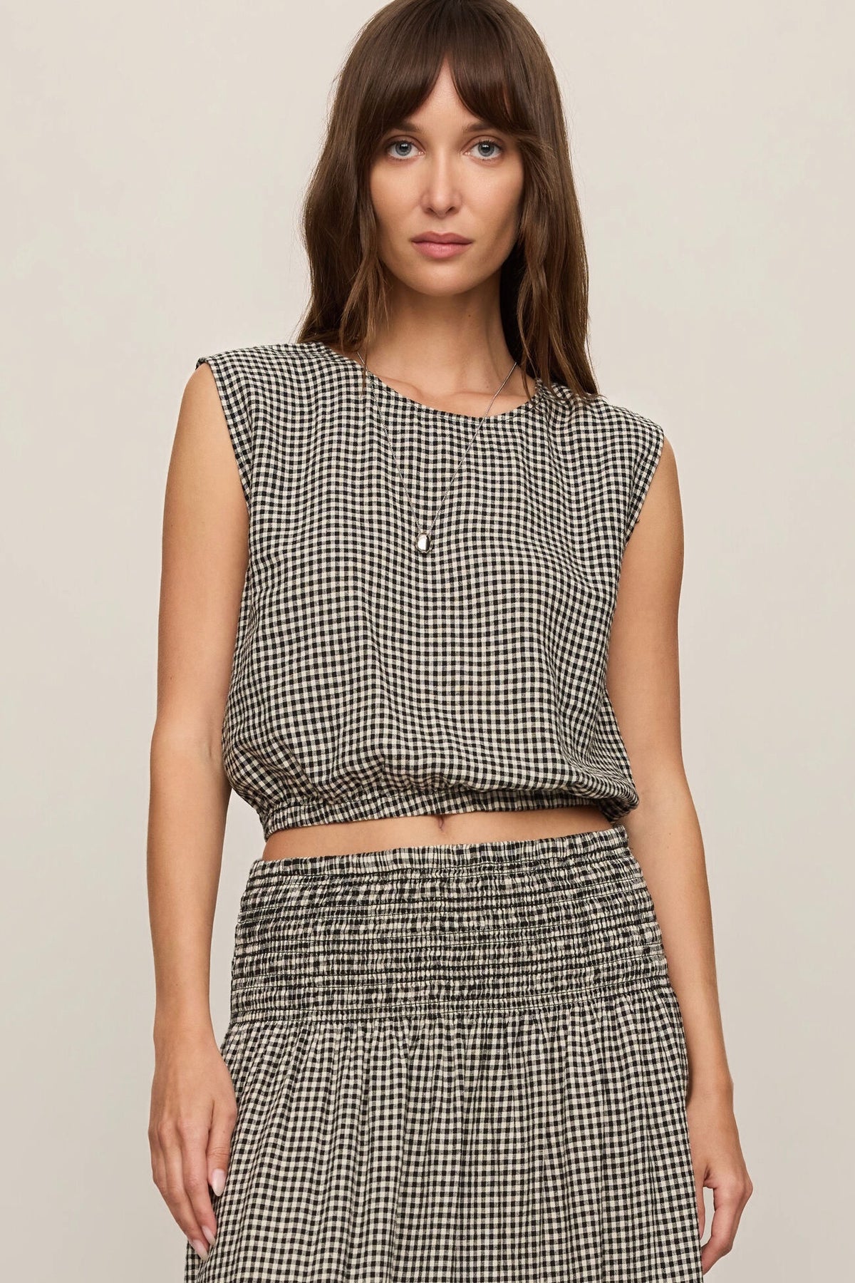 Merit Gingham Top Black