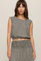Merit Gingham Top Black