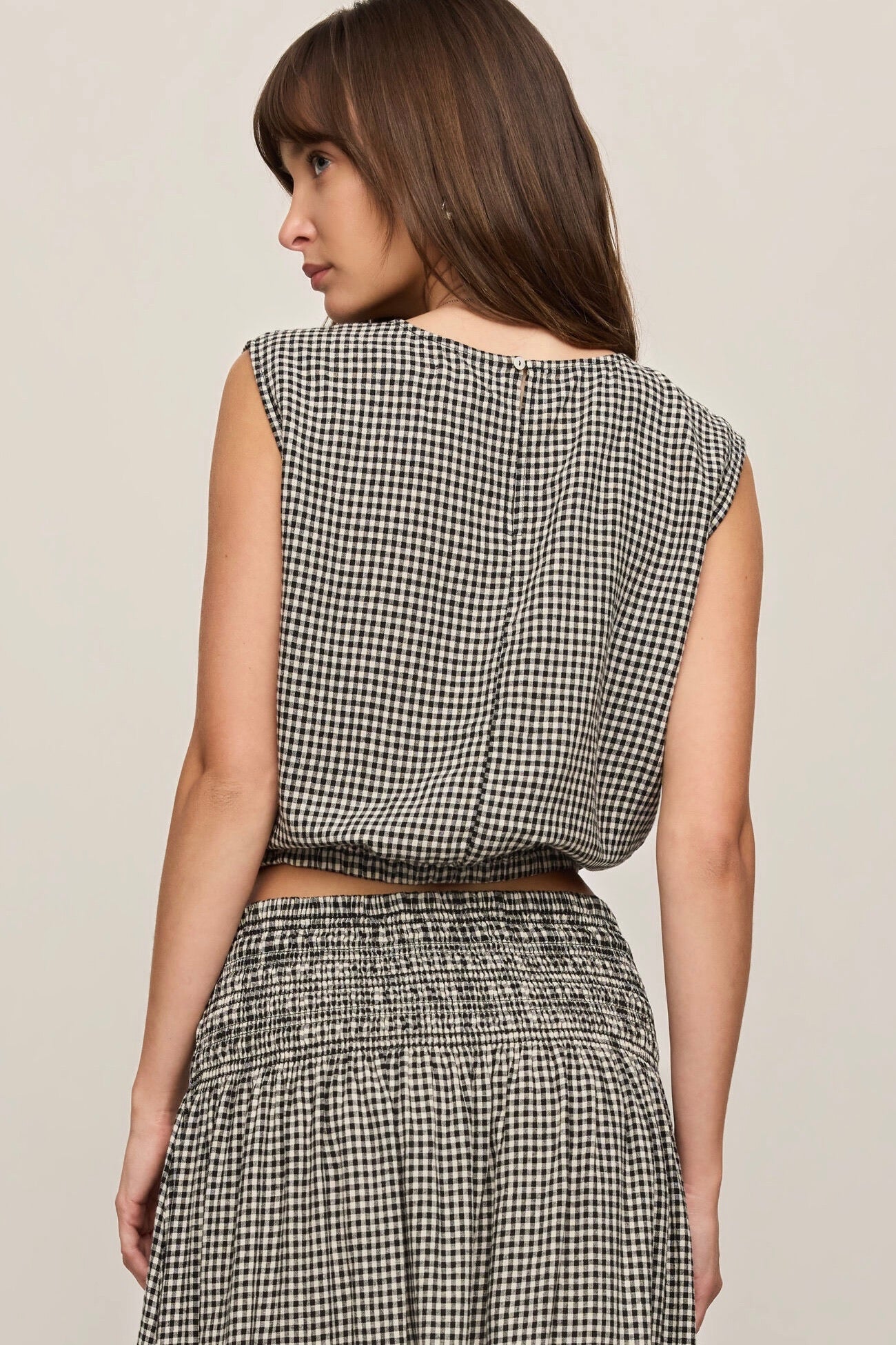 Merit Gingham Top Black