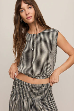 Merit Gingham Top Black