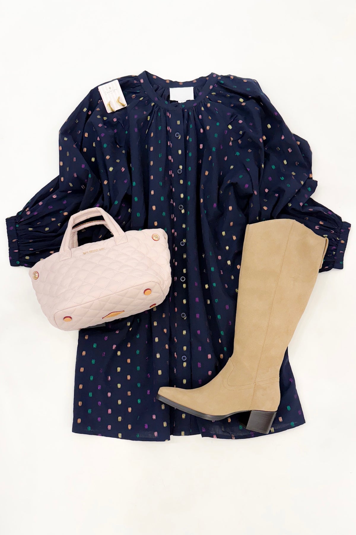The Minka Dress Navy Lurex