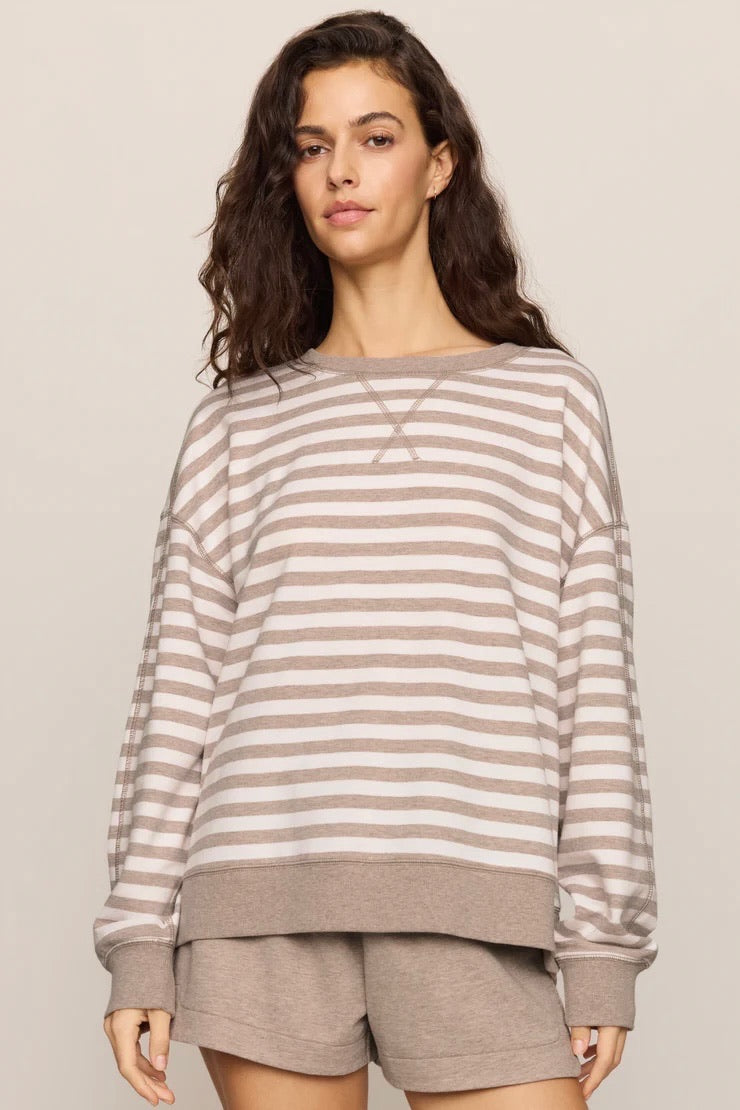 Everyday Striped Crew Heather Ash