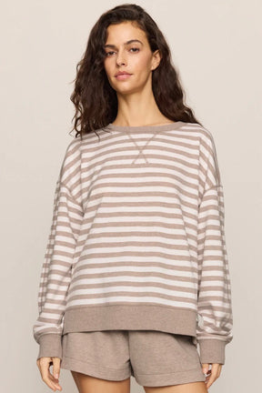 Everyday Striped Crew Heather Ash