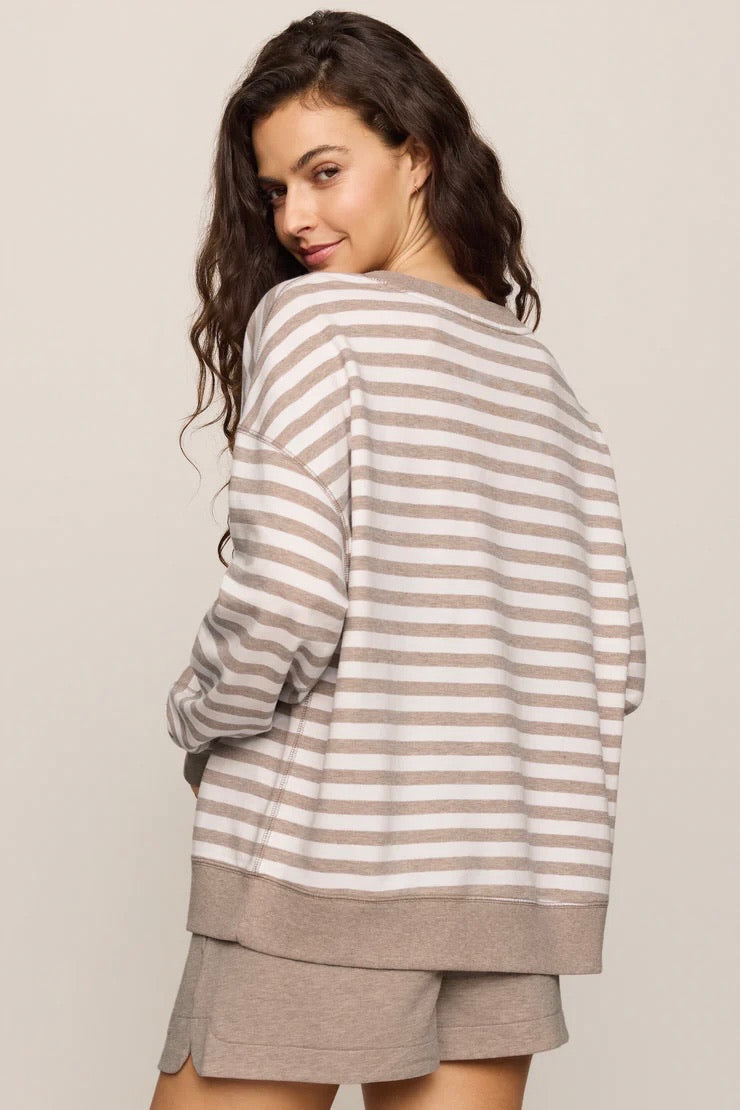 Everyday Striped Crew Heather Ash