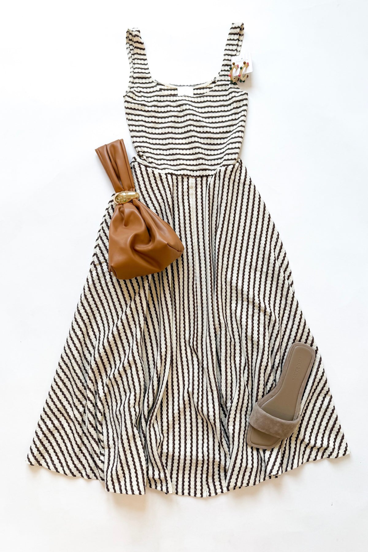 Audrey Dress Mocha Stripe