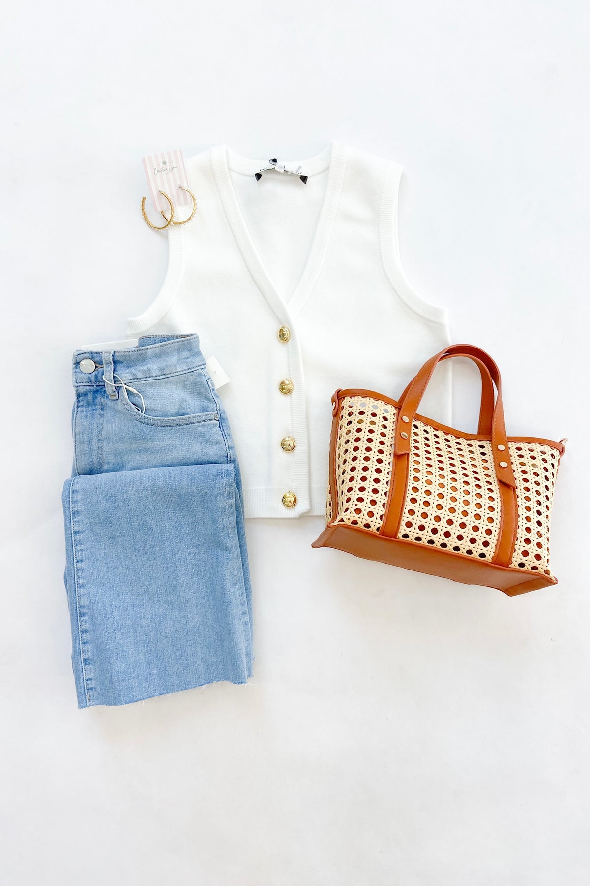 White Knit Vest Top