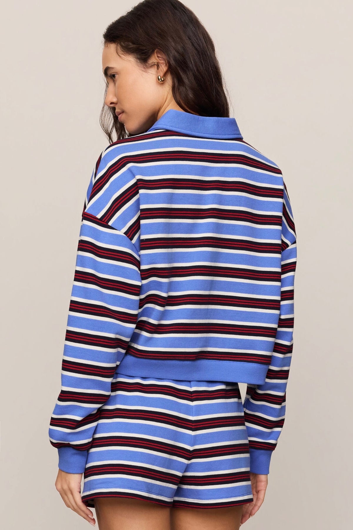Low Key Stripe Henley Bay Blue