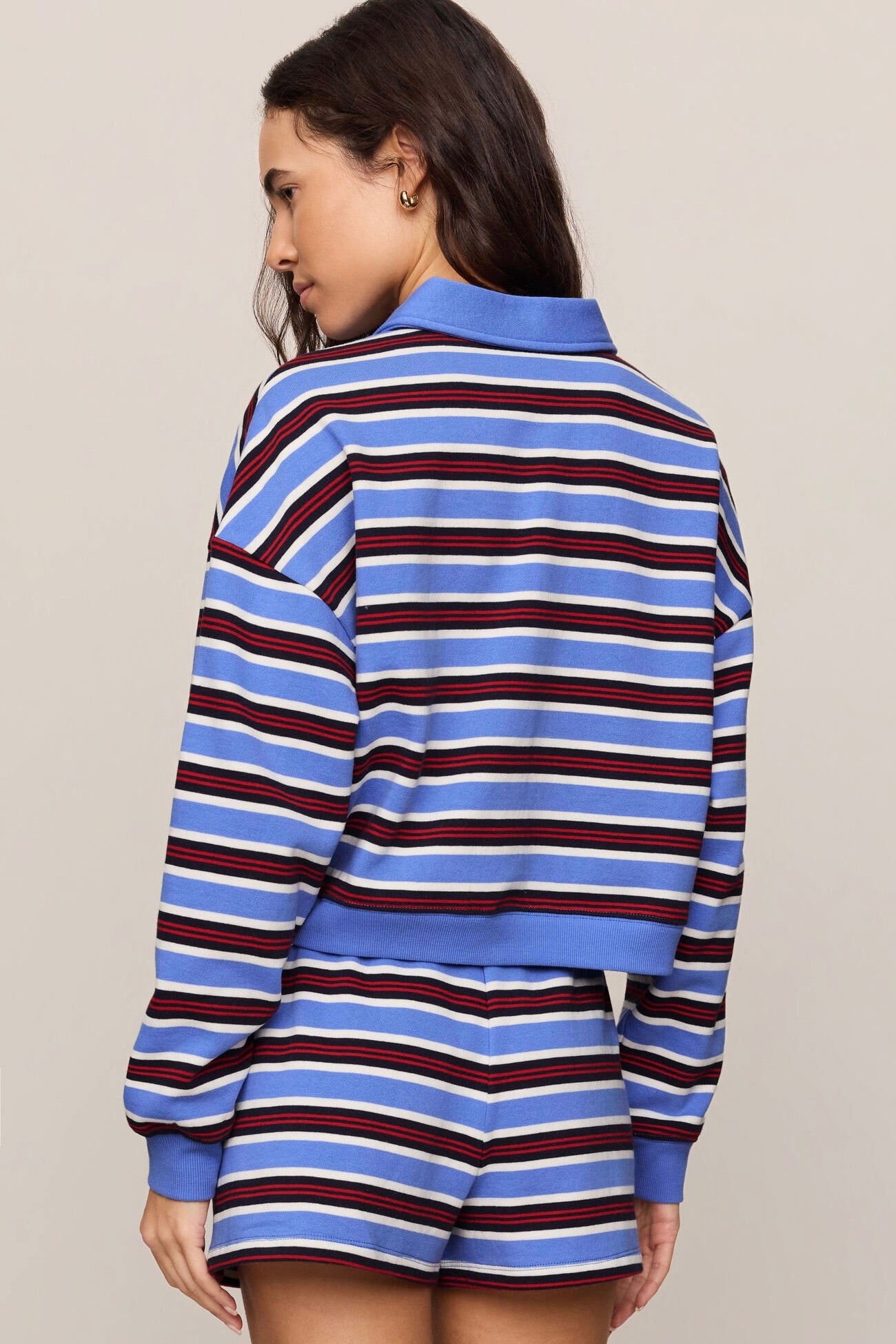 Low Key Stripe Henley Bay Blue