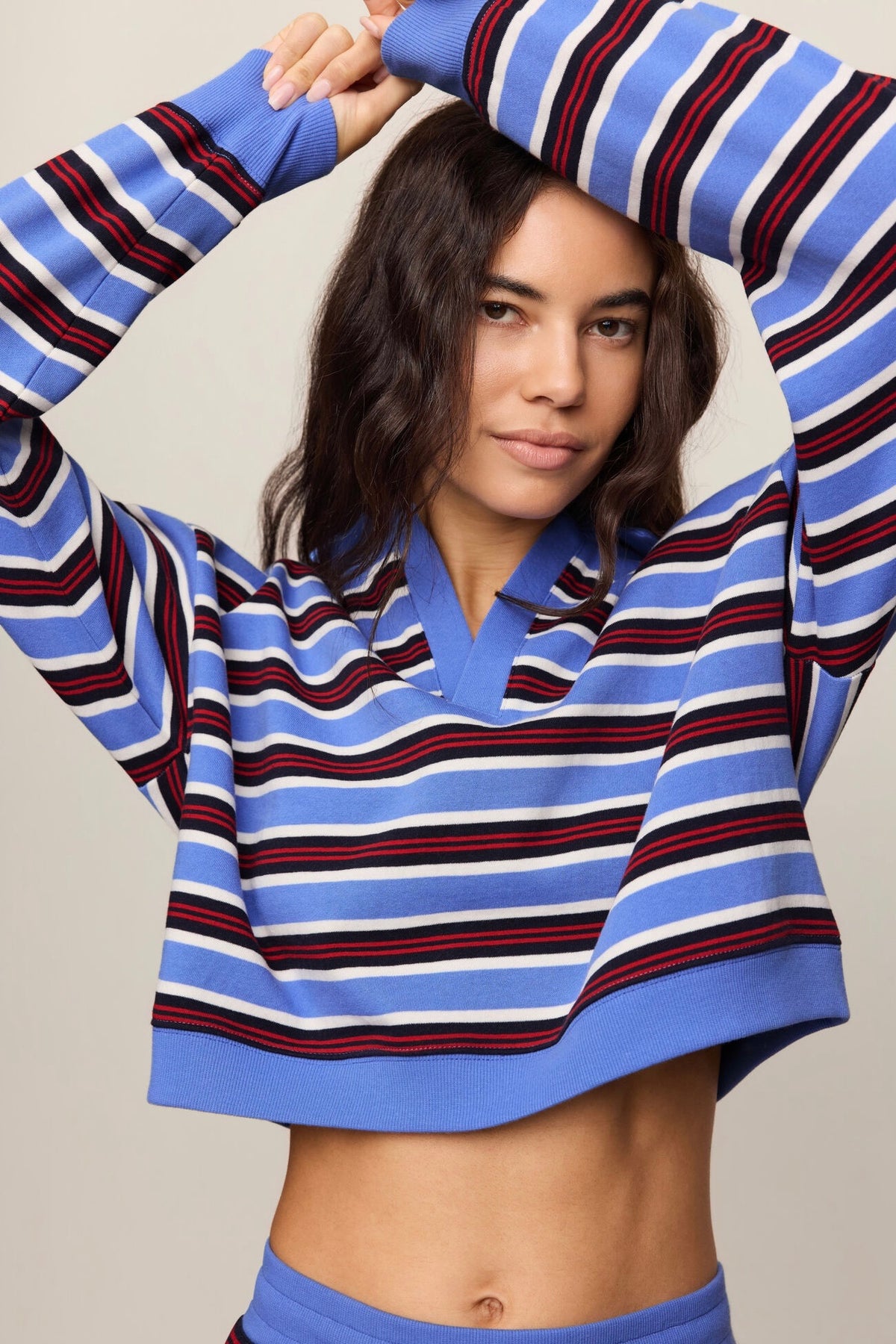 Low Key Stripe Henley Bay Blue