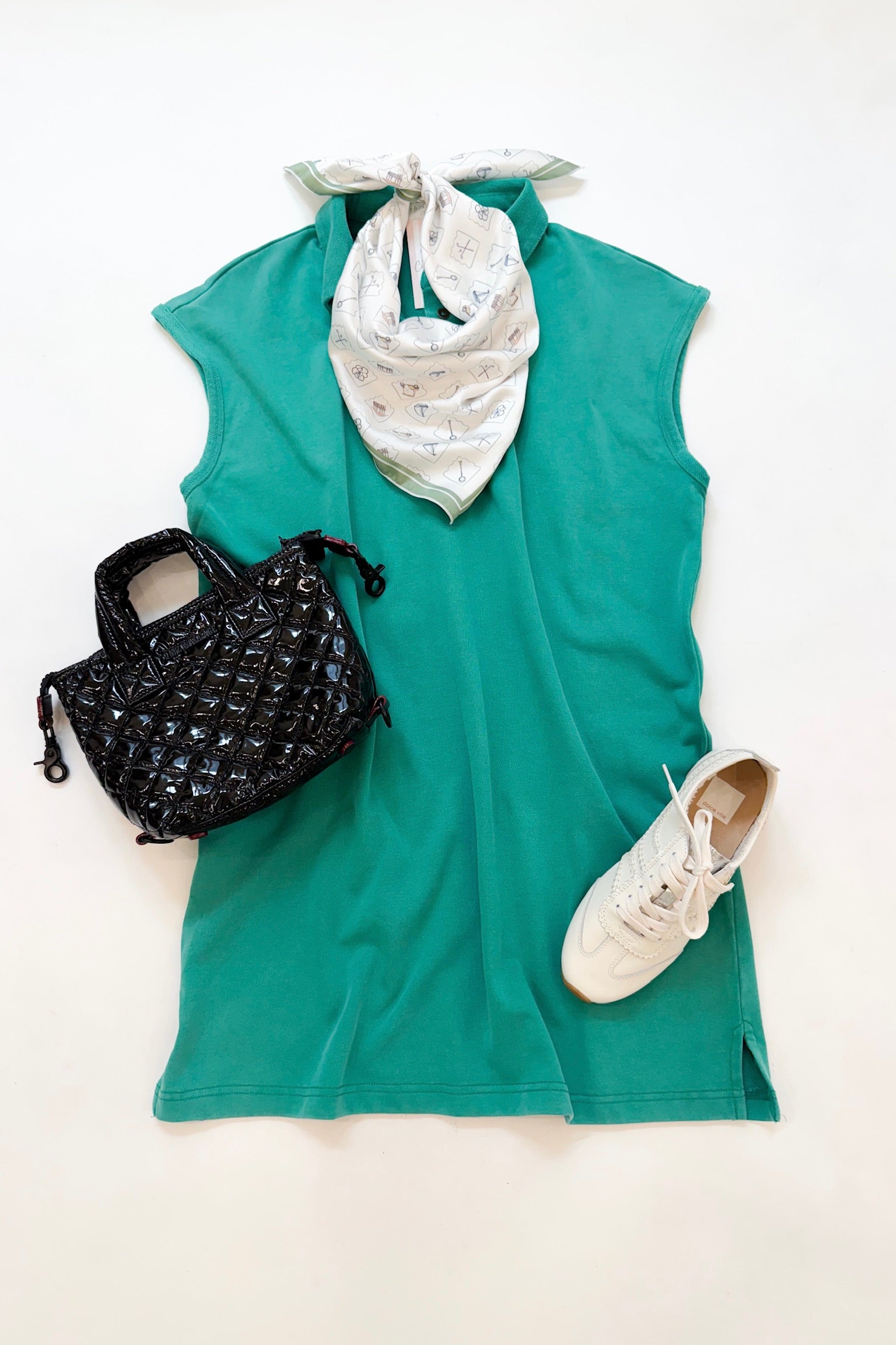 French Terry Shirt Dress Green