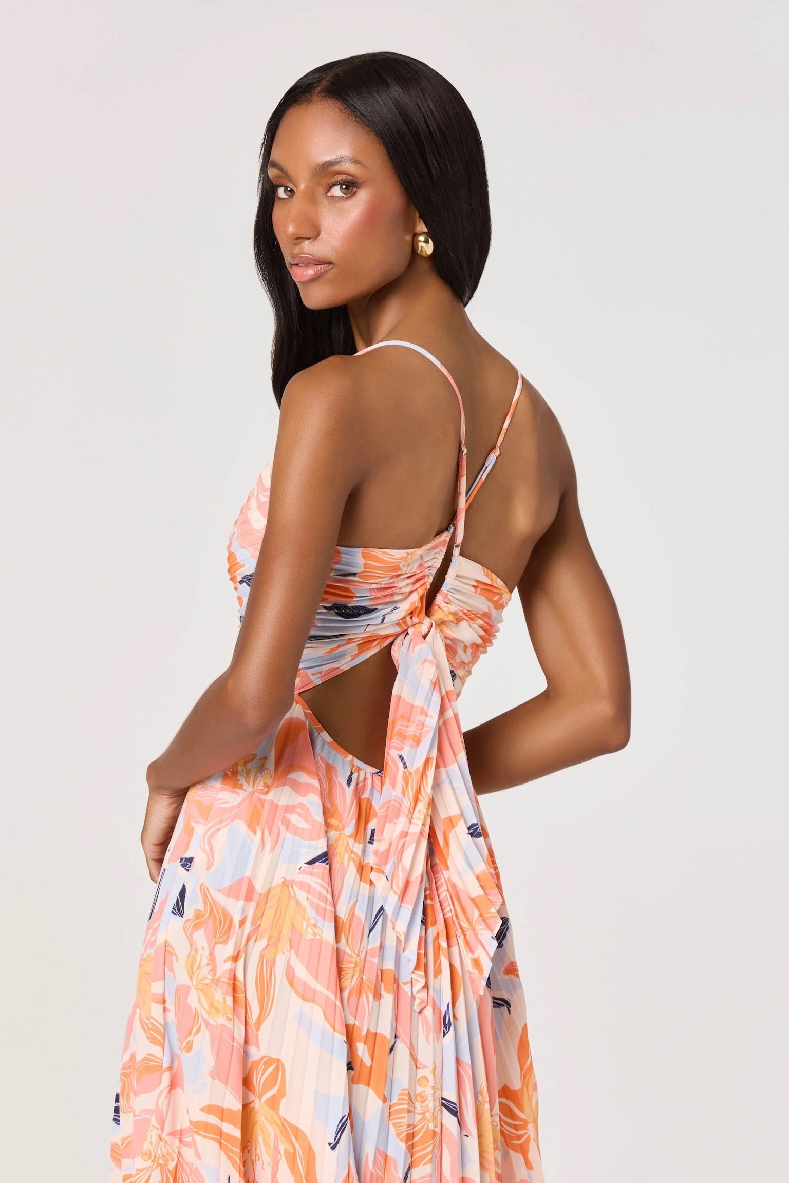 Blythe Dress Orange Blue Floral
