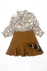 Blue Brown Multi Floral Blouse