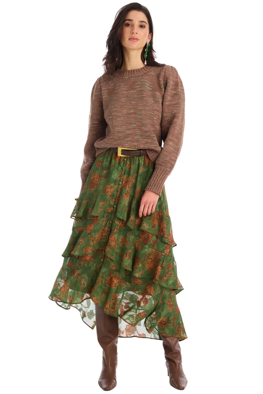 Ella Midi Skirt Forest Florals