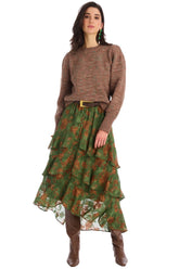 Ella Midi Skirt Forest Florals