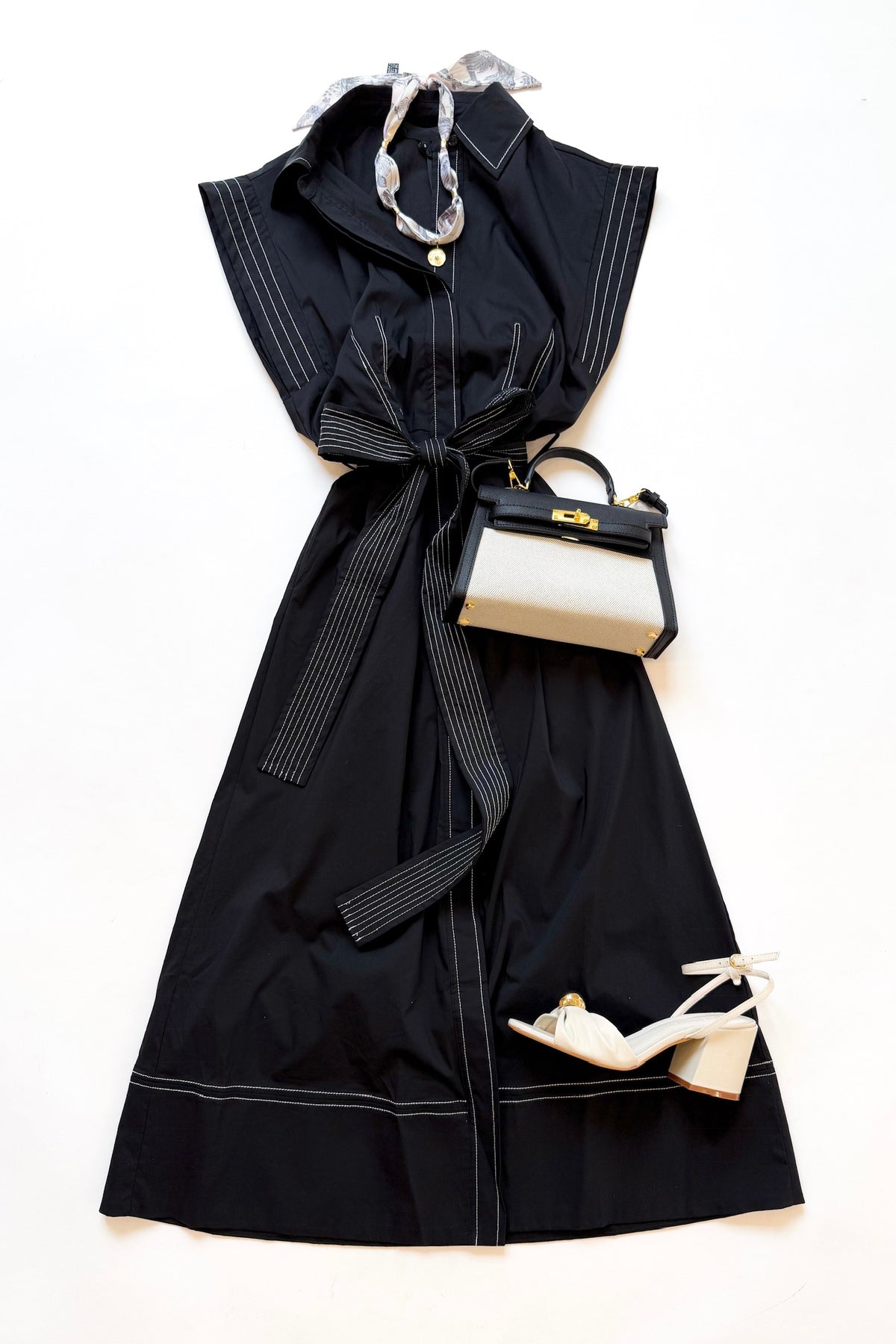 Contrast Stitch Midi Dress