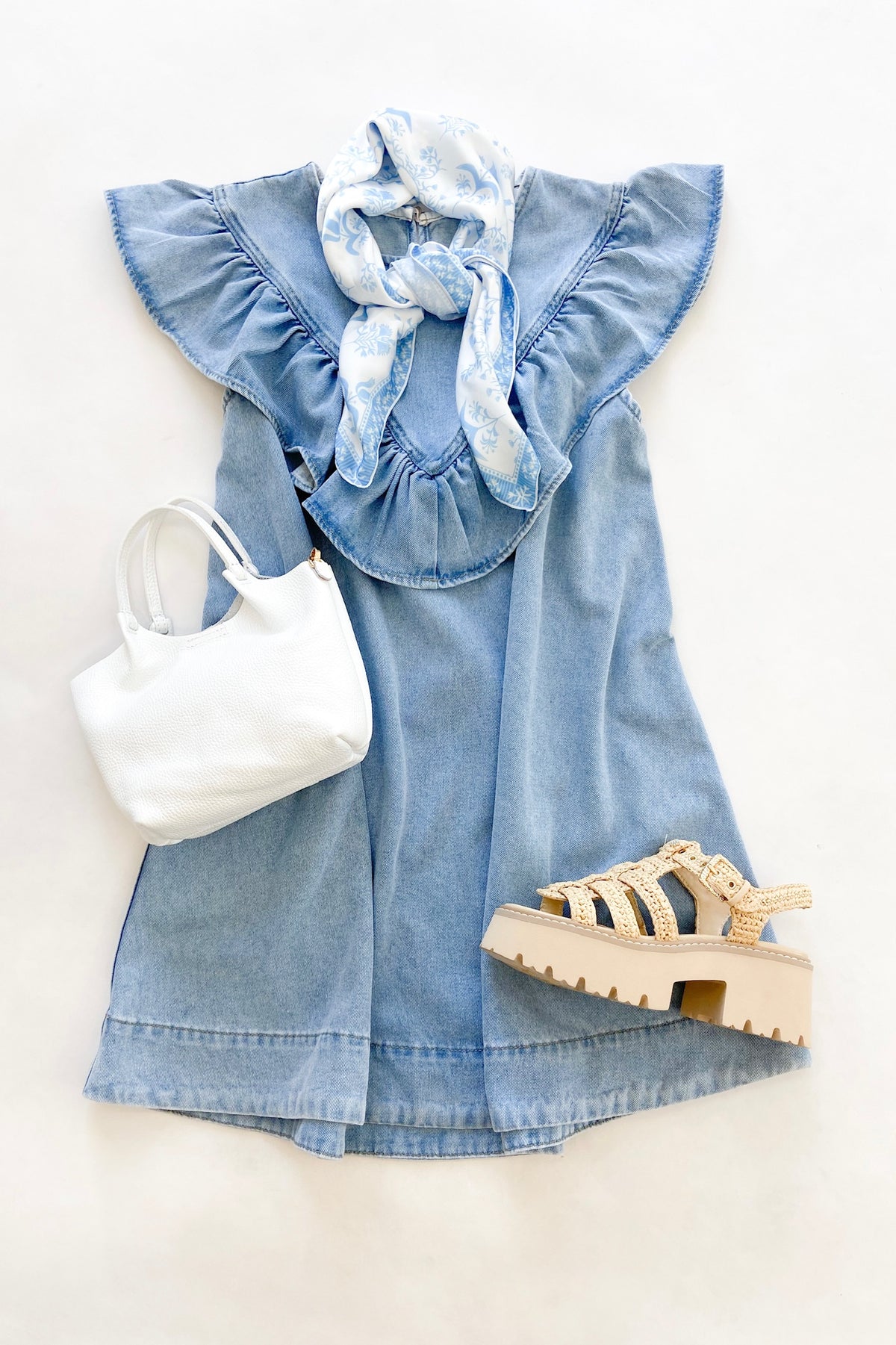 Ruffle Denim Dress