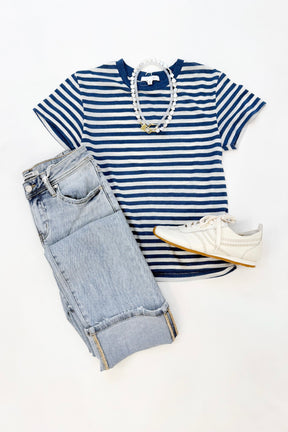 Tourist Striped Tee Calypso Blue