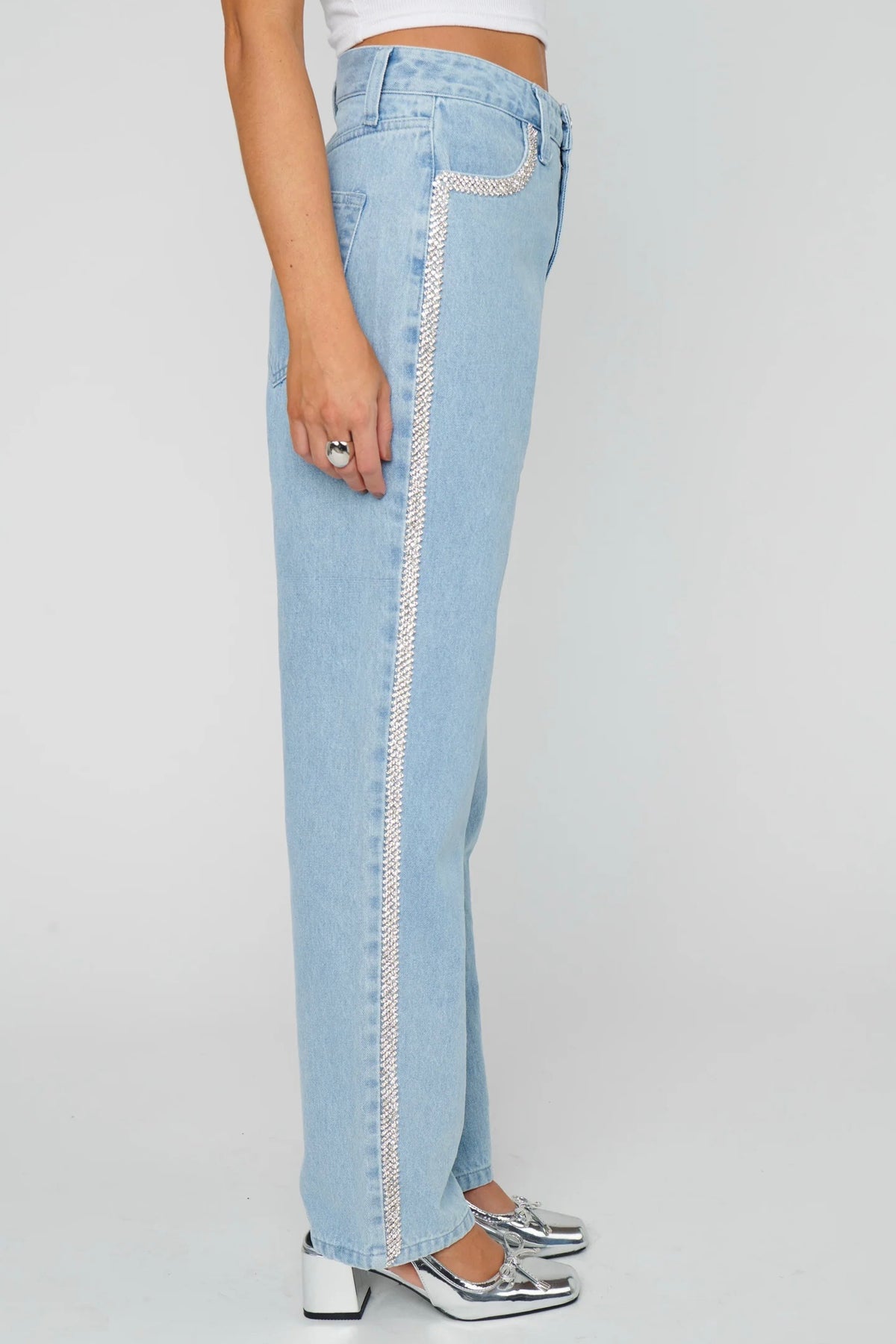 Icon Jeans Rhinestone Trim