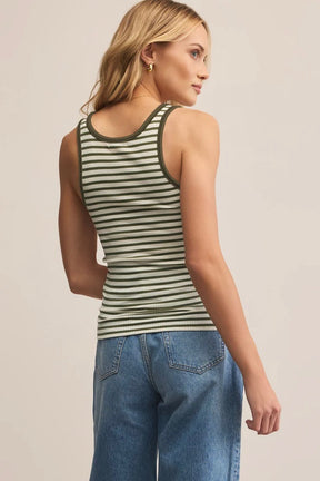 Striped Scoop Tank Fern