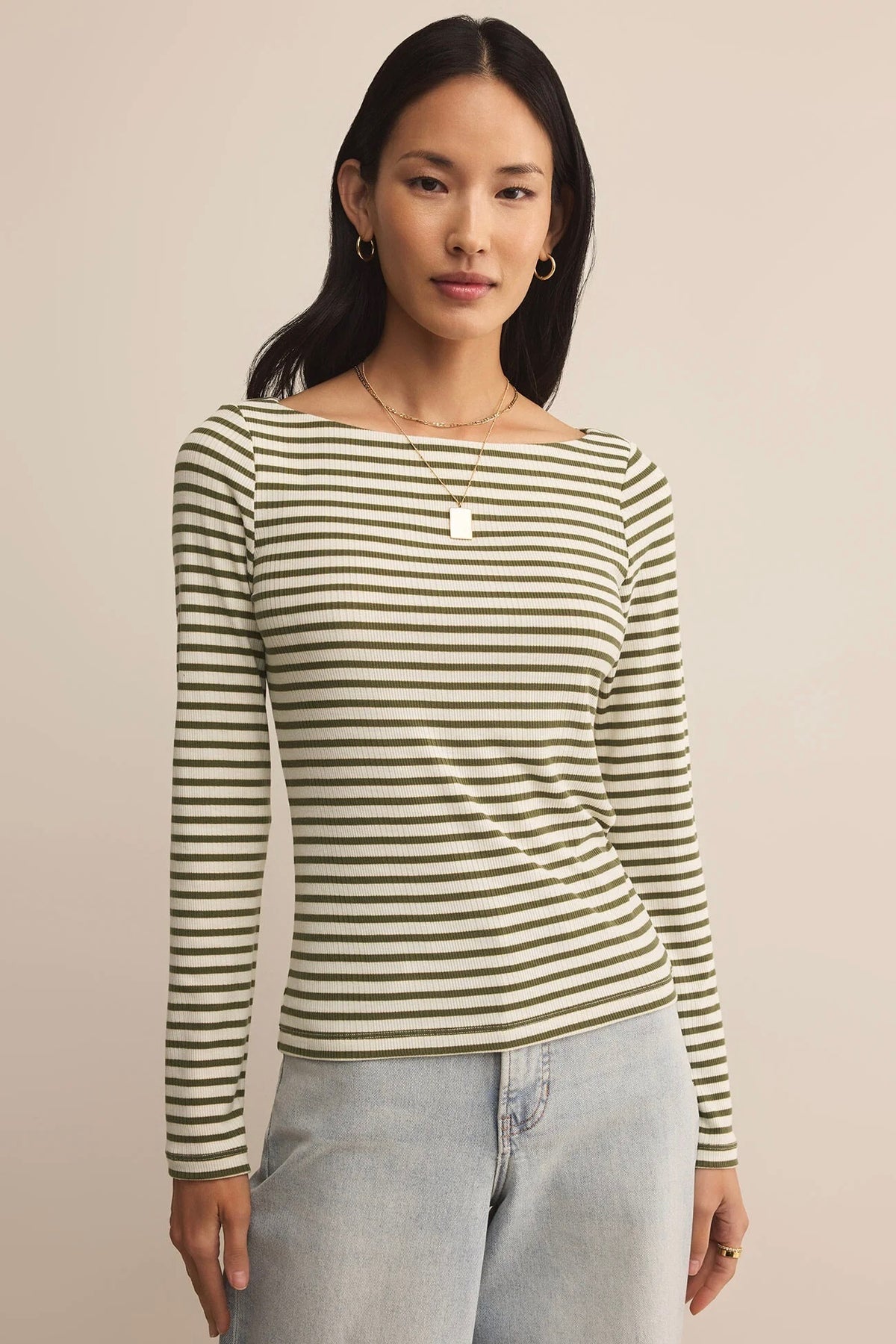 Pristine Striped Tee Fern