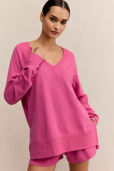 Weekender V Neck Pullover Island Pink