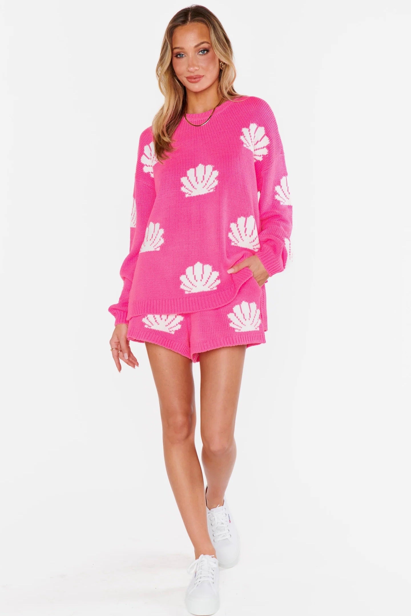 Pink Shell Sweater Go To Sweater Hot Pink Shell