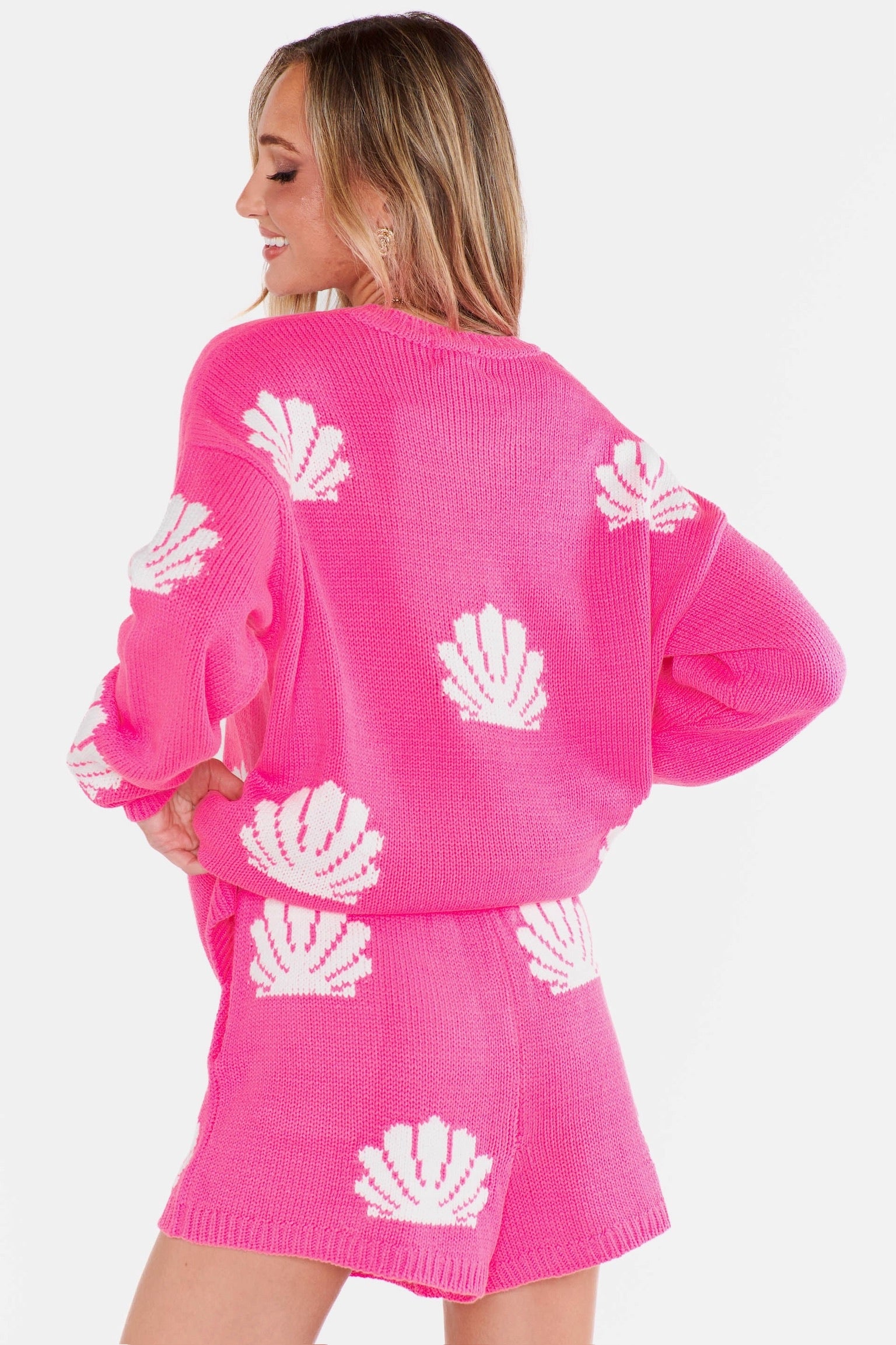 Pink Shell Sweater Go To Sweater Hot Pink Shell