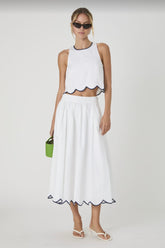 Alexis Cotton Scallop Midi Skirt