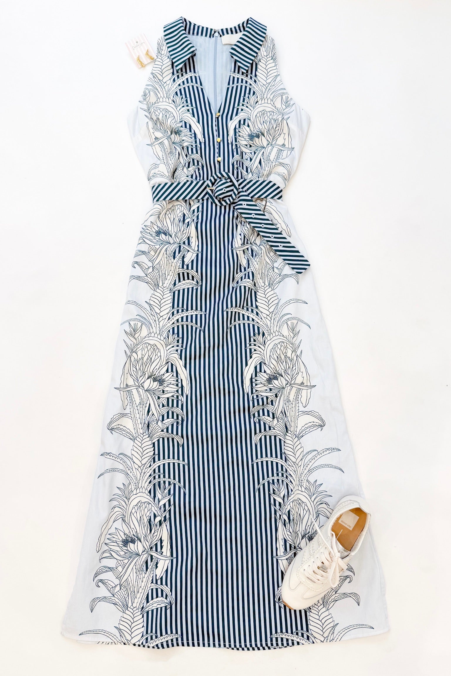 Jill Midi Dress Palm Stripe