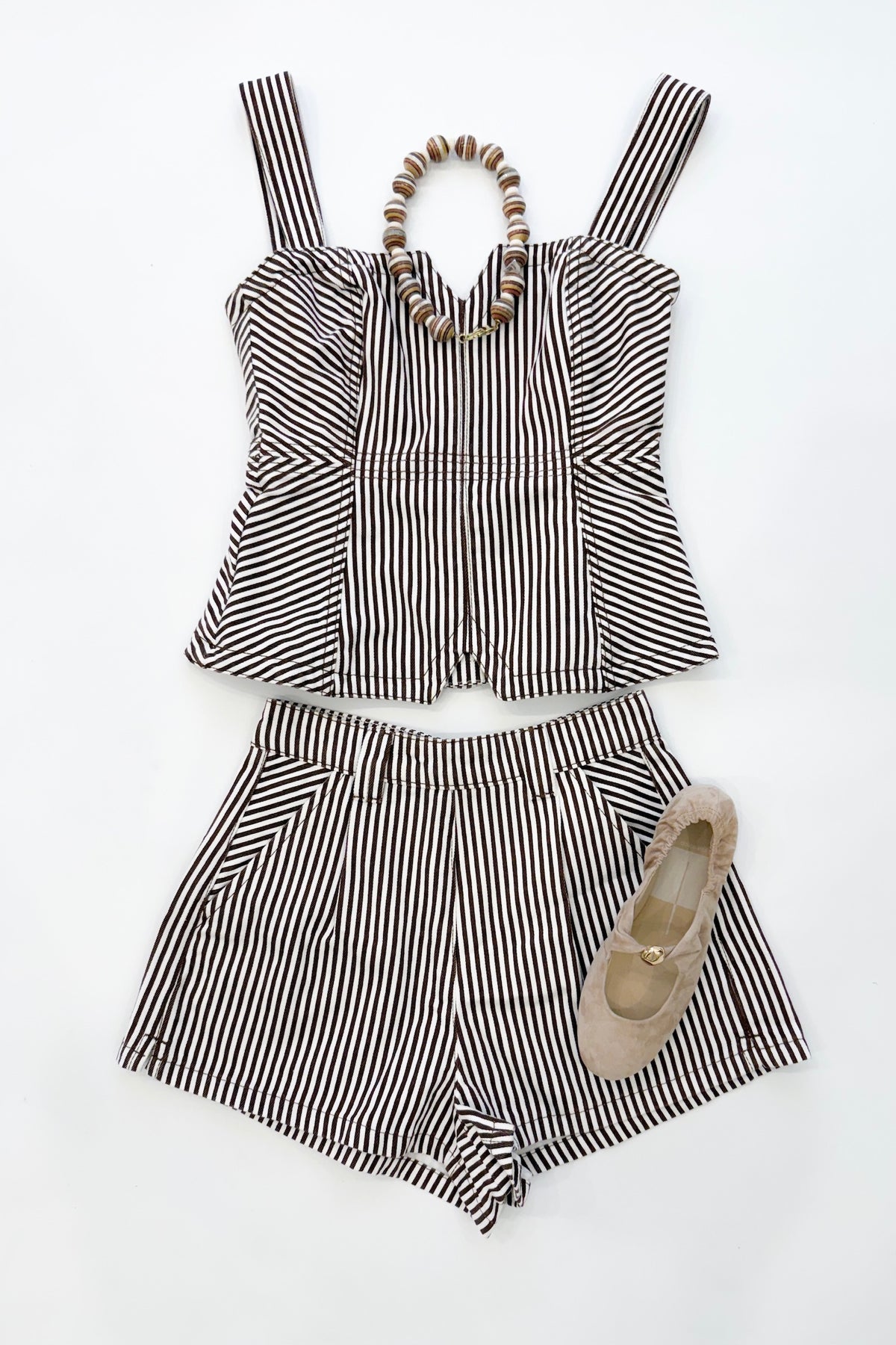 Brown Stripe Twill Top