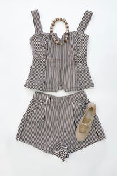 Brown Stripe Twill Top